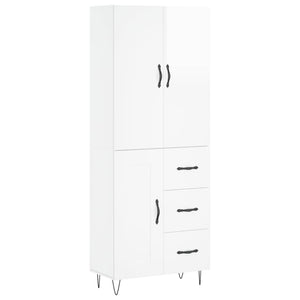 vidaXL Highboard High Gloss White 69.5x34x180 cm Engineered Wood