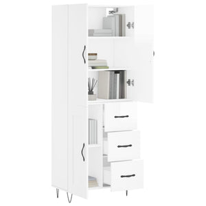 vidaXL Highboard High Gloss White 69.5x34x180 cm Engineered Wood