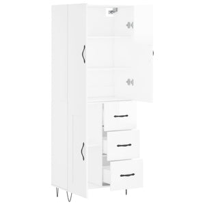 vidaXL Highboard High Gloss White 69.5x34x180 cm Engineered Wood