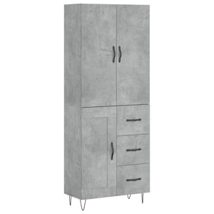 vidaXL Highboard Concrete Grey 69.5x34x180 cm Engineered Wood