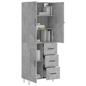 vidaXL Highboard Concrete Grey 69.5x34x180 cm Engineered Wood