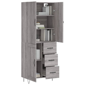 vidaXL Highboard Grey Sonoma 69.5x34x180 cm Engineered Wood