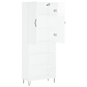 vidaXL Highboard High Gloss White 69.5x34x180 cm Engineered Wood