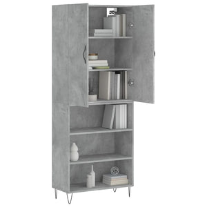 vidaXL Highboard Concrete Grey 69.5x34x180 cm Engineered Wood