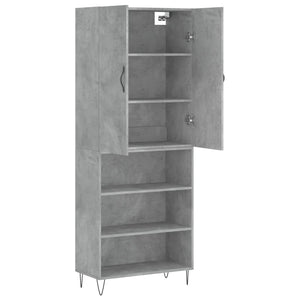 vidaXL Highboard Concrete Grey 69.5x34x180 cm Engineered Wood