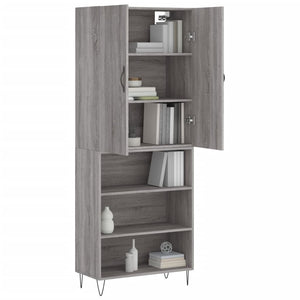 vidaXL Highboard Grey Sonoma 69.5x34x180 cm Engineered Wood