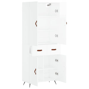 vidaXL Highboard High Gloss White 69.5x34x180 cm Engineered Wood