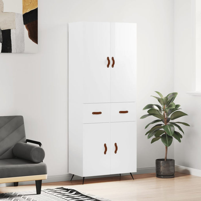 vidaXL Highboard High Gloss White 69.5x34x180 cm Engineered Wood