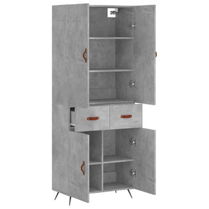 vidaXL Highboard Concrete Grey 69.5x34x180 cm Engineered Wood