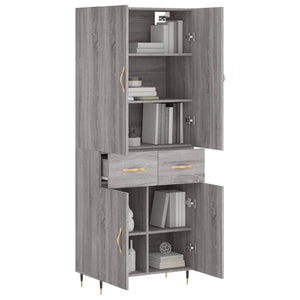 vidaXL Highboard Grey Sonoma 69.5x34x180 cm Engineered Wood