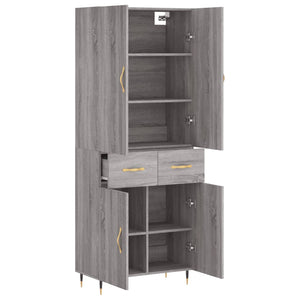 vidaXL Highboard Grey Sonoma 69.5x34x180 cm Engineered Wood