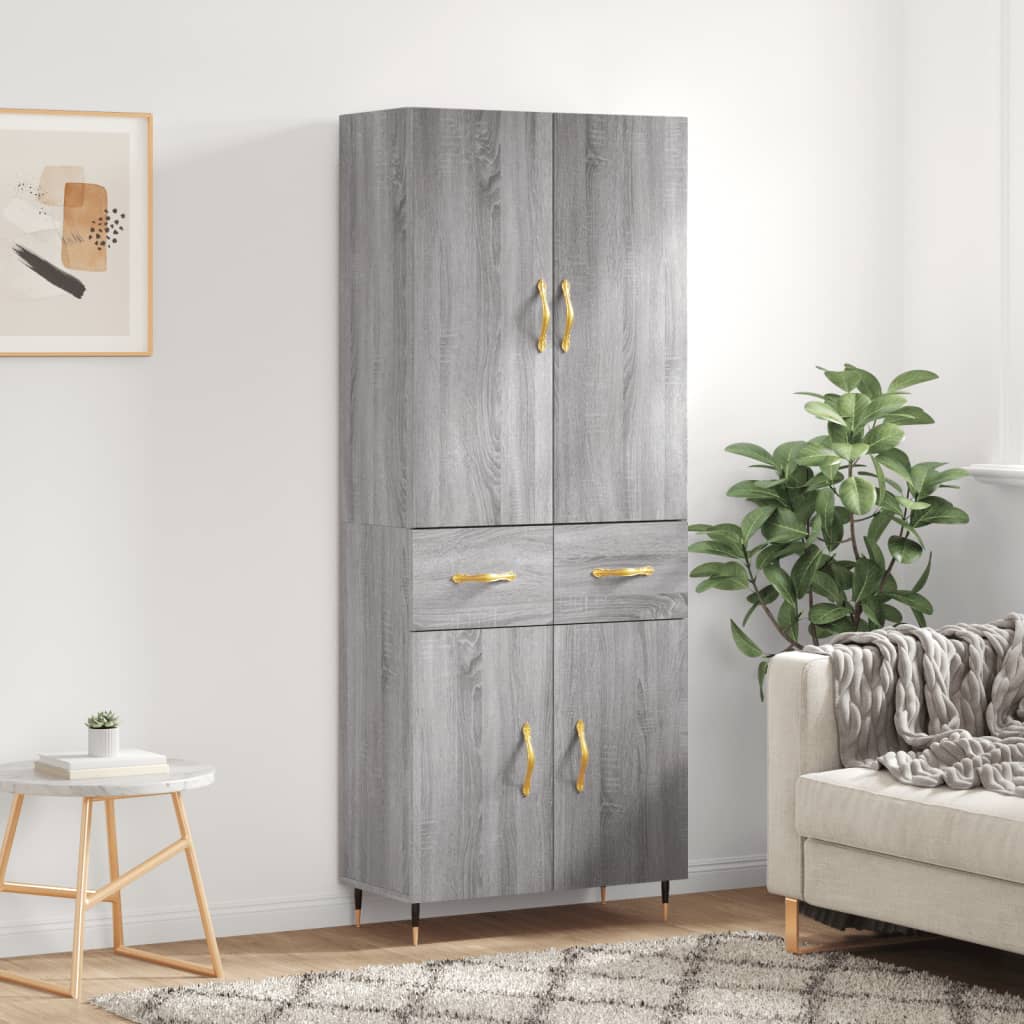 vidaXL Highboard Grey Sonoma 69.5x34x180 cm Engineered Wood