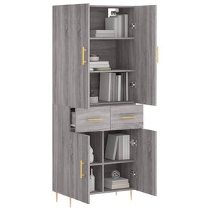 vidaXL Highboard Grey Sonoma 69.5x34x180 cm Engineered Wood