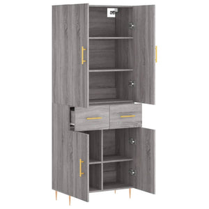 vidaXL Highboard Grey Sonoma 69.5x34x180 cm Engineered Wood