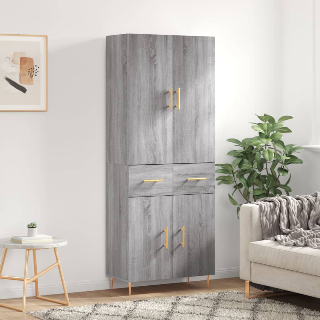 vidaXL Highboard Grey Sonoma 69.5x34x180 cm Engineered Wood