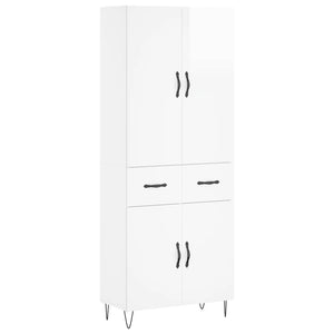 vidaXL Highboard High Gloss White 69.5x34x180 cm Engineered Wood