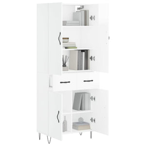 vidaXL Highboard High Gloss White 69.5x34x180 cm Engineered Wood