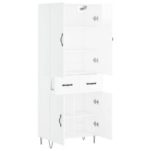 vidaXL Highboard High Gloss White 69.5x34x180 cm Engineered Wood