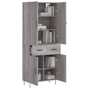 vidaXL Highboard Grey Sonoma 69.5x34x180 cm Engineered Wood