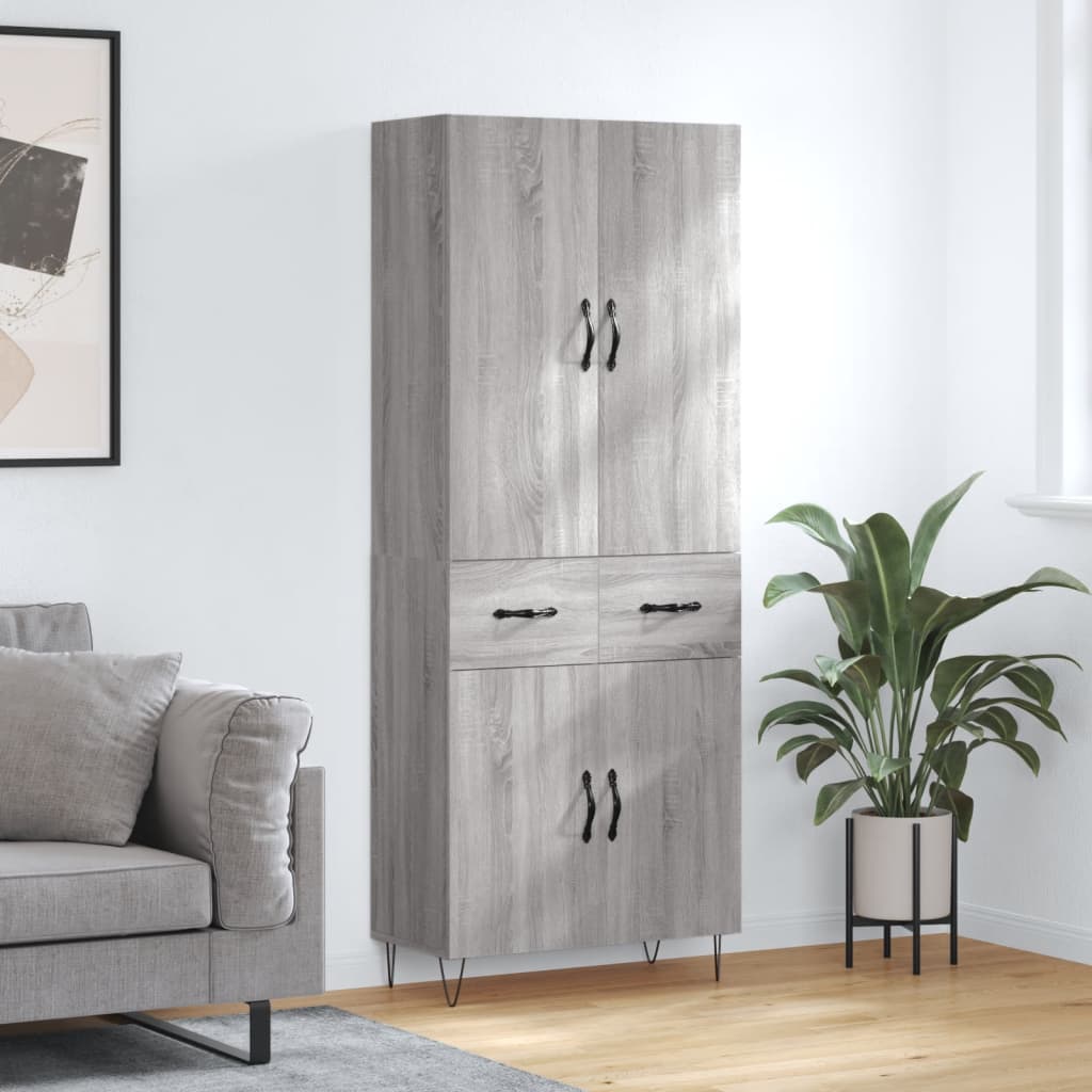 vidaXL Highboard Grey Sonoma 69.5x34x180 cm Engineered Wood