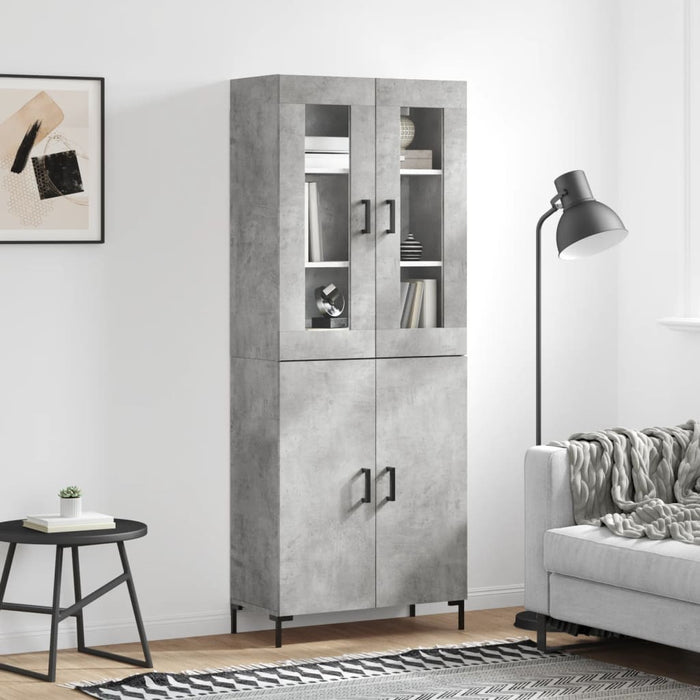 vidaXL Highboard Concrete Grey 69.5x34x180 cm Engineered Wood