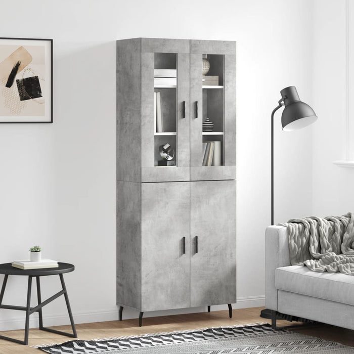 vidaXL Highboard Concrete Grey 69.5x34x180 cm Engineered Wood