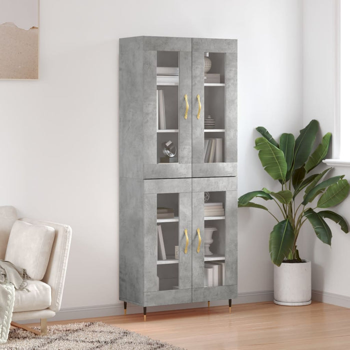 vidaXL Highboard Concrete Grey 69.5x34x180 cm Engineered Wood