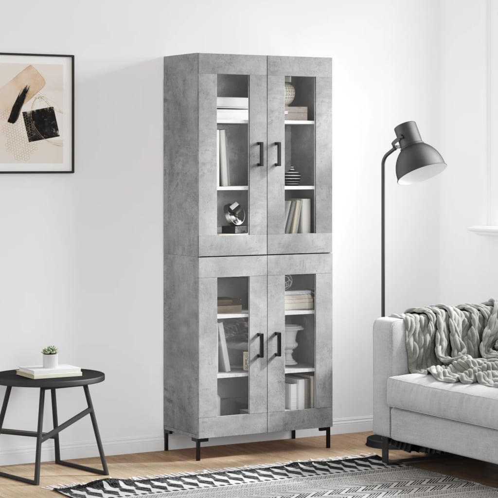 vidaXL Highboard Concrete Grey 69.5x34x180 cm Engineered Wood