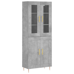 vidaXL Highboard Concrete Grey 69.5x34x180 cm Engineered Wood