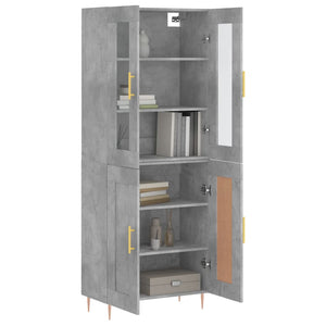 vidaXL Highboard Concrete Grey 69.5x34x180 cm Engineered Wood