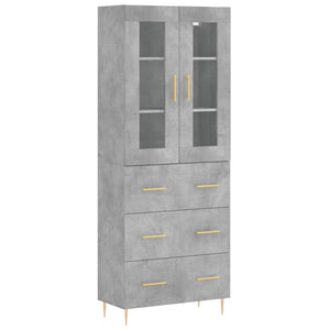 vidaXL Highboard Concrete Grey 69.5x34x180 cm Engineered Wood