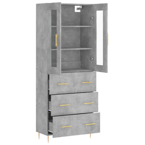 vidaXL Highboard Concrete Grey 69.5x34x180 cm Engineered Wood