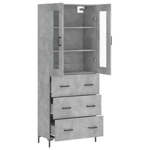 vidaXL Highboard Concrete Grey 69.5x34x180 cm Engineered Wood