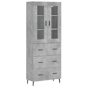 vidaXL Highboard Concrete Grey 69.5x34x180 cm Engineered Wood