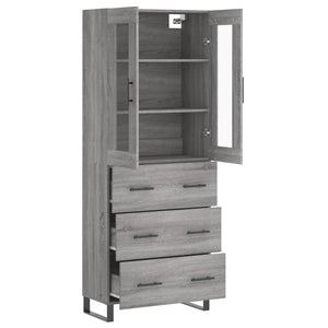 vidaXL Highboard Grey Sonoma 69.5x34x180 cm Engineered Wood