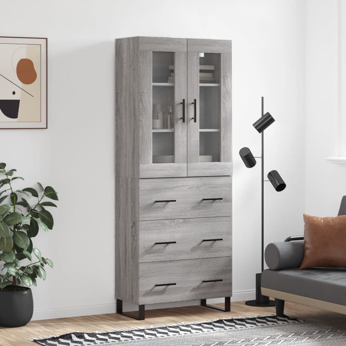 vidaXL Highboard Grey Sonoma 69.5x34x180 cm Engineered Wood