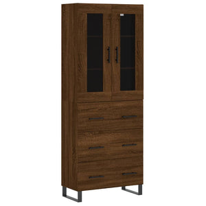 vidaXL Highboard Brown Oak 69.5x34x180 cm Engineered Wood