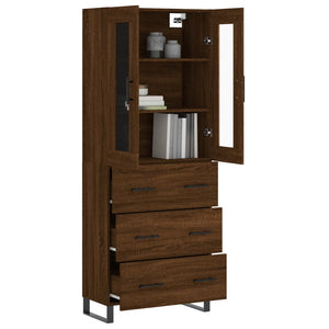 vidaXL Highboard Brown Oak 69.5x34x180 cm Engineered Wood