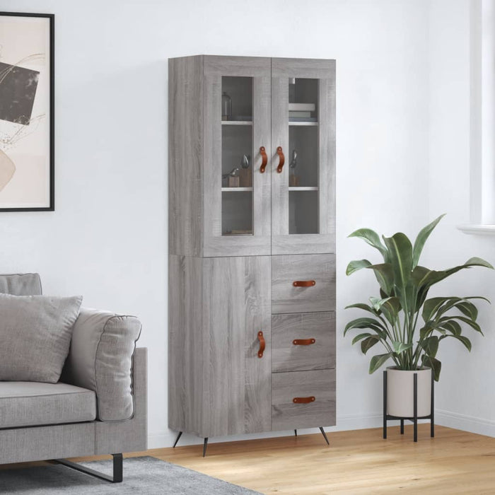 vidaXL Highboard Grey Sonoma 69.5x34x180 cm Engineered Wood