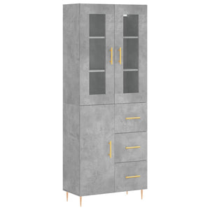 vidaXL Highboard Concrete Grey 69.5x34x180 cm Engineered Wood