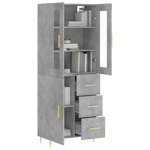 vidaXL Highboard Concrete Grey 69.5x34x180 cm Engineered Wood