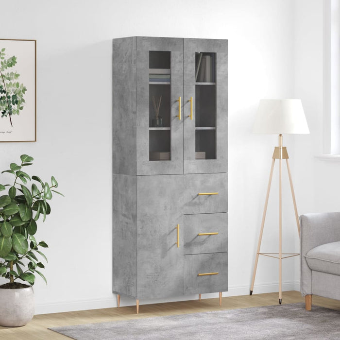 vidaXL Highboard Concrete Grey 69.5x34x180 cm Engineered Wood