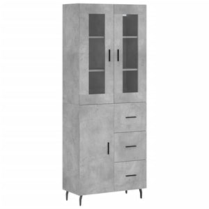 vidaXL Highboard Concrete Grey 69.5x34x180 cm Engineered Wood