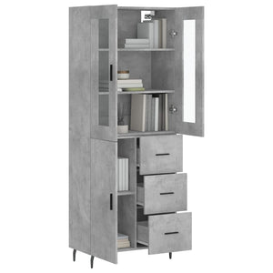 vidaXL Highboard Concrete Grey 69.5x34x180 cm Engineered Wood