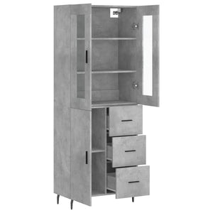 vidaXL Highboard Concrete Grey 69.5x34x180 cm Engineered Wood