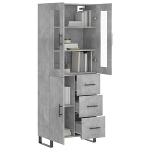 vidaXL Highboard Concrete Grey 69.5x34x180 cm Engineered Wood