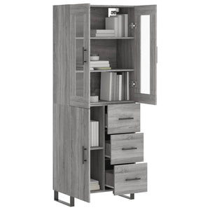 vidaXL Highboard Grey Sonoma 69.5x34x180 cm Engineered Wood