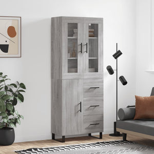 vidaXL Highboard Grey Sonoma 69.5x34x180 cm Engineered Wood