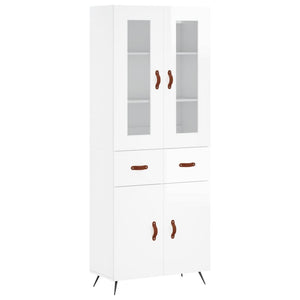 vidaXL Highboard High Gloss White 69.5x34x180 cm Engineered Wood