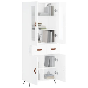 vidaXL Highboard High Gloss White 69.5x34x180 cm Engineered Wood